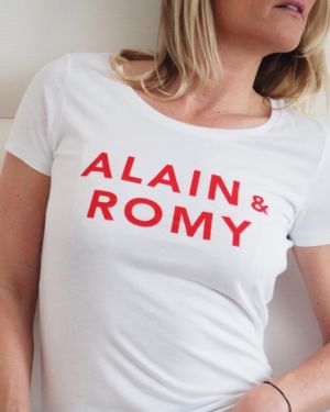 T-Shirt Col Danseuse ALAIN & ROMY  Blanc / Rouge