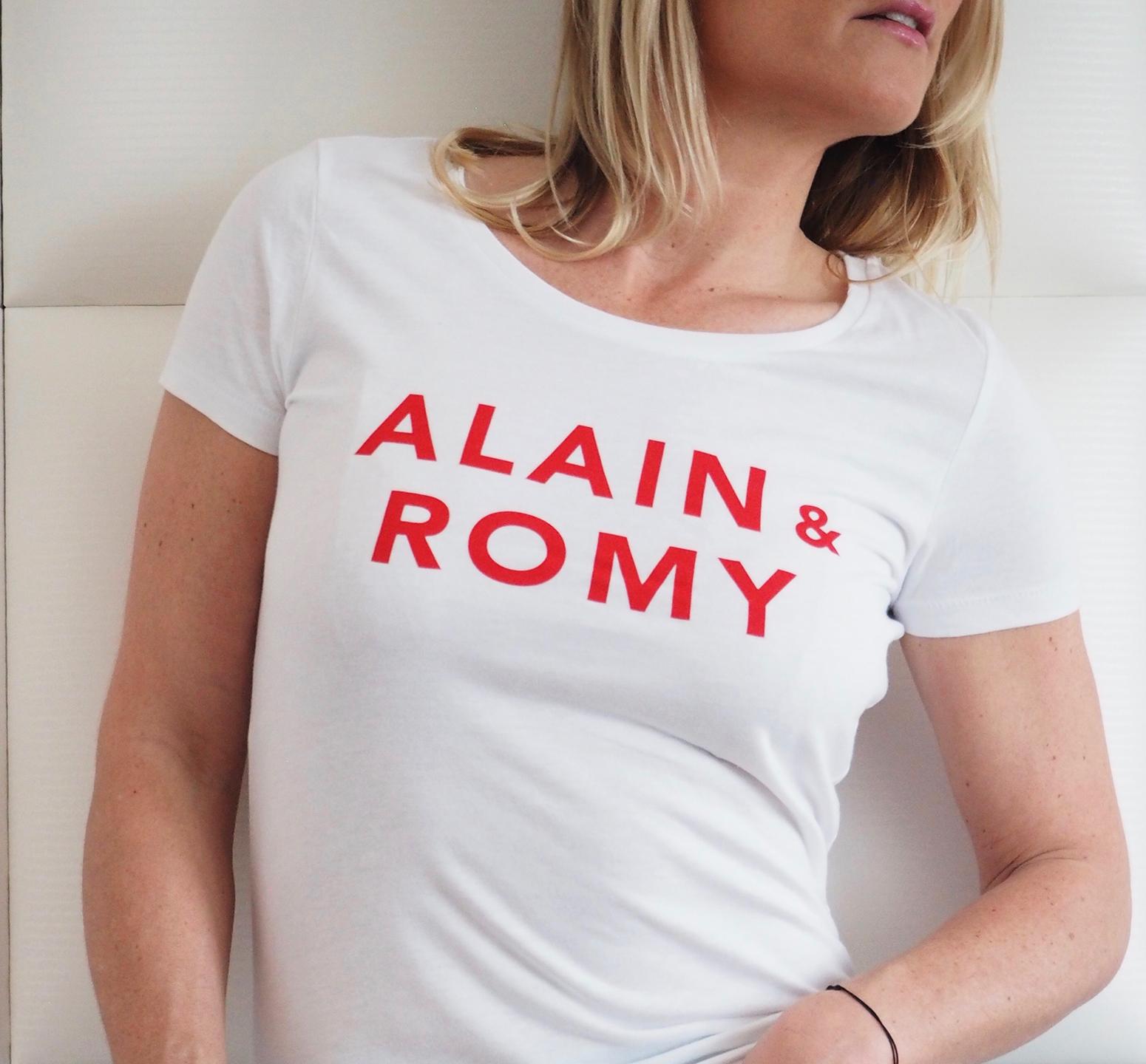 T-Shirt Col Danseuse ALAIN & ROMY  Blanc / Rouge
