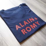 T-Shirt Col V  ALAIN & ROMY  Navy / Rouge