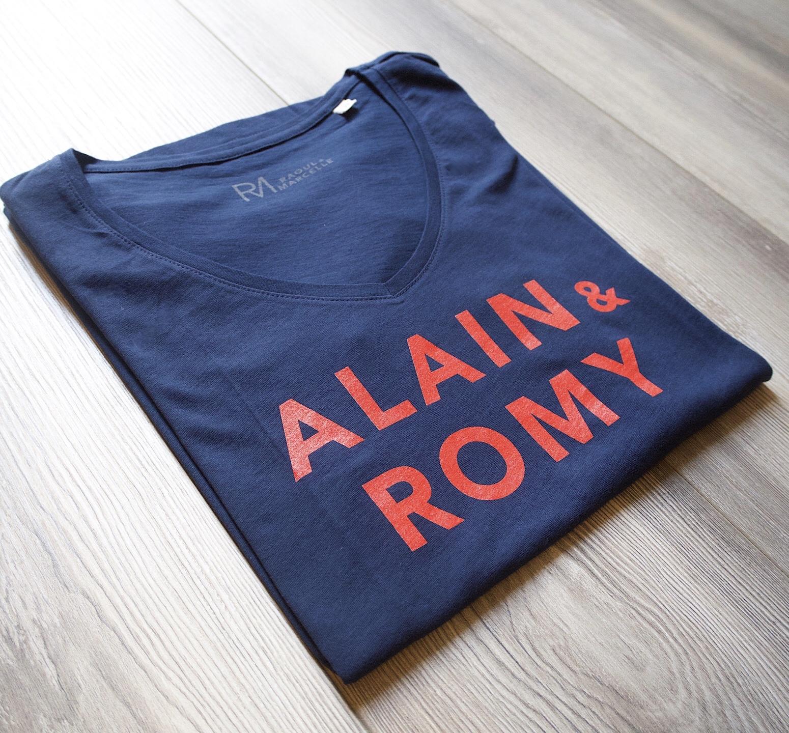T-Shirt Col V  ALAIN & ROMY  Navy / Rouge