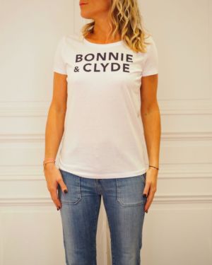 T-Shirt Col Danseuse BONNIE & CLYDE Blanc / Navy