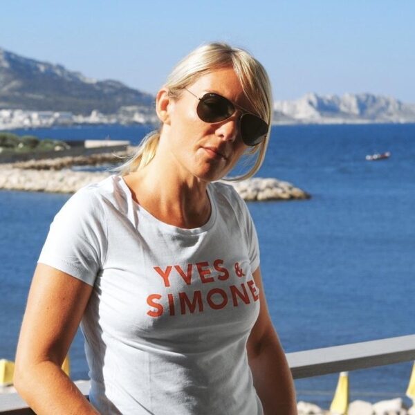 T-Shirt Col Danseuse YVES & SIMONE Blanc / Rouge