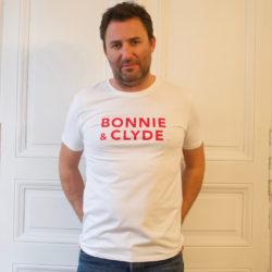 T-Shirt Col Rond  BONNIE & CLYDE   Blanc / Rouge