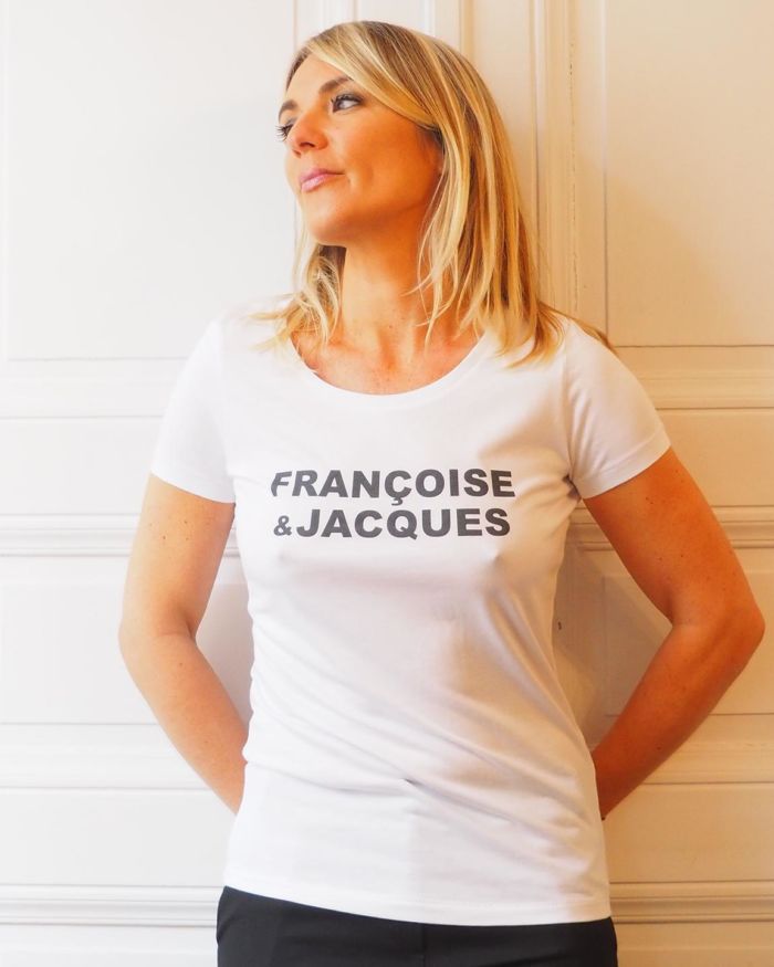 T-Shirt Col Danseuse FRANCOISE & JACQUES Blanc / Carbone