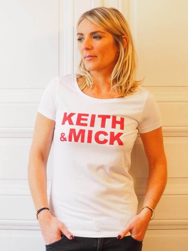 T-Shirt KEITH & MICK Col Danseuse Blanc / Rouge