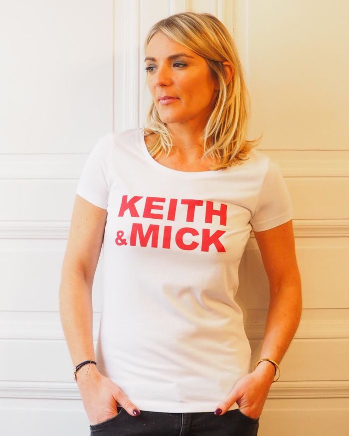 T-Shirt KEITH & MICK Col Danseuse Blanc / Rouge