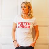 tshirt keith blanc rouge col D femme