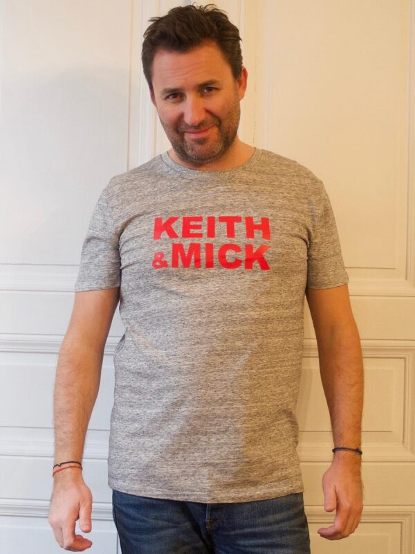 T-Shirt Col Rond KEITH & MICK Gris Chiné Flammé / Rouge