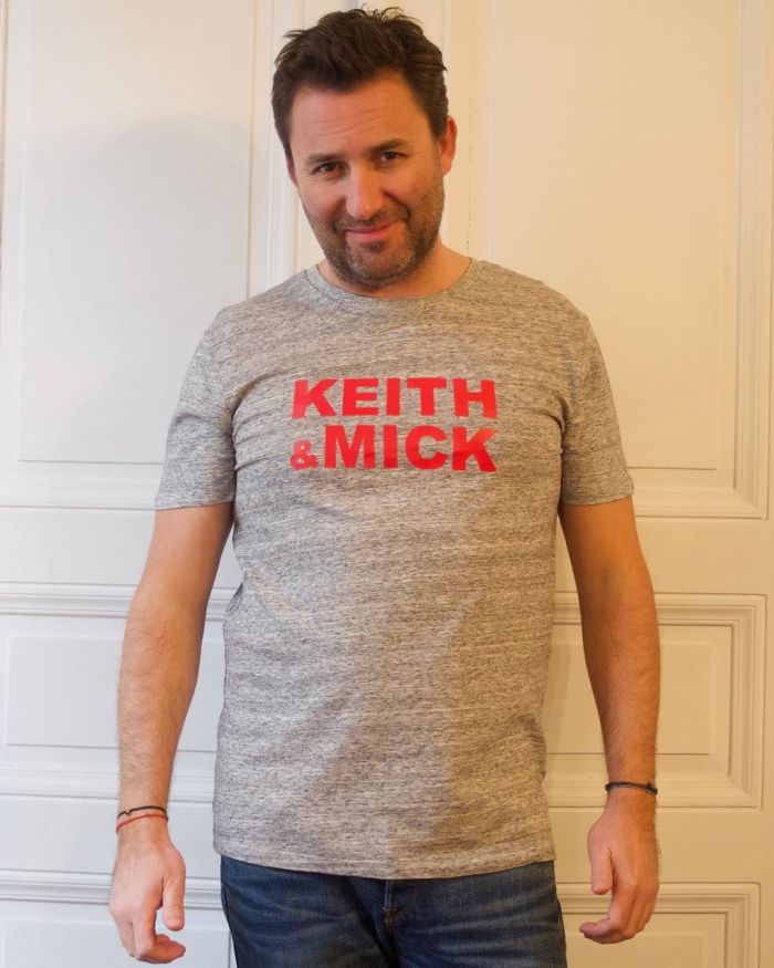T-Shirt Col Rond KEITH & MICK  Gris Chiné Flammé / Rouge