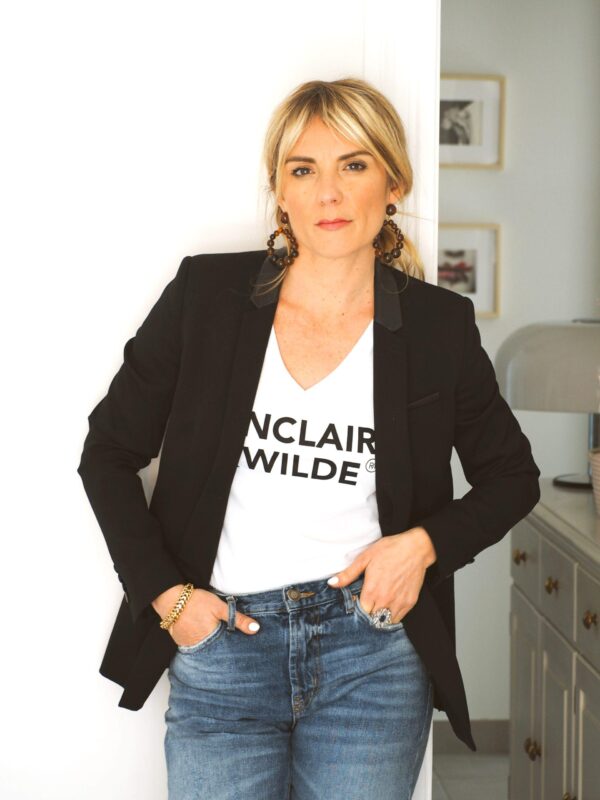 T-Shirt Col V SINCLAIR & WILDE Blanc / Black
