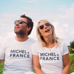 T-Shirt Col Rond MICHEL & FRANCE Blanc / Navy