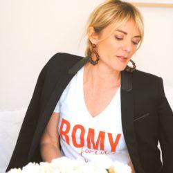 T-Shirt Col V ROMY Forever Blanc / Rouge
