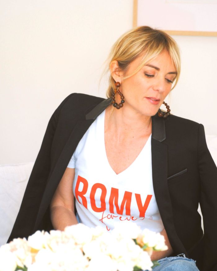 T-Shirt Col V ROMY Forever Blanc / Rouge