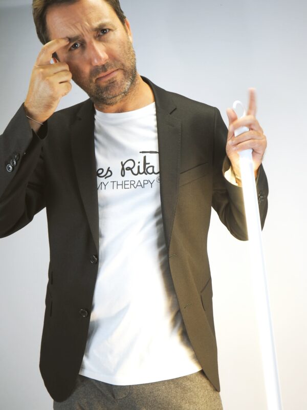 T-Shirt Col Rond - Les RITA is my therapy - Blanc / Black