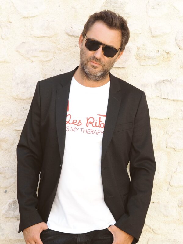 T-Shirt Col Rond - Les RITA is my therapy - Blanc / Rouge