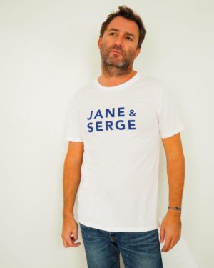 T-Shirt Col Rond JANE & SERGE Blanc / Bleu Majorelle