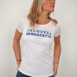 T-Shirt Col Danseuse JACQUES & BERNADETTE  White / Bleu Majorelle