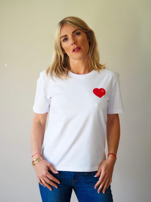 T-Shirt coupe "boxy" COEUR A COEUR  Blanc / Rouge