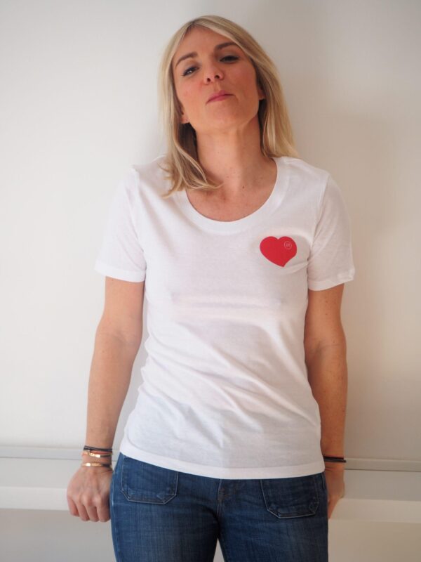 T-Shirt Col évasé COEUR A COEUR  Blanc / Rouge