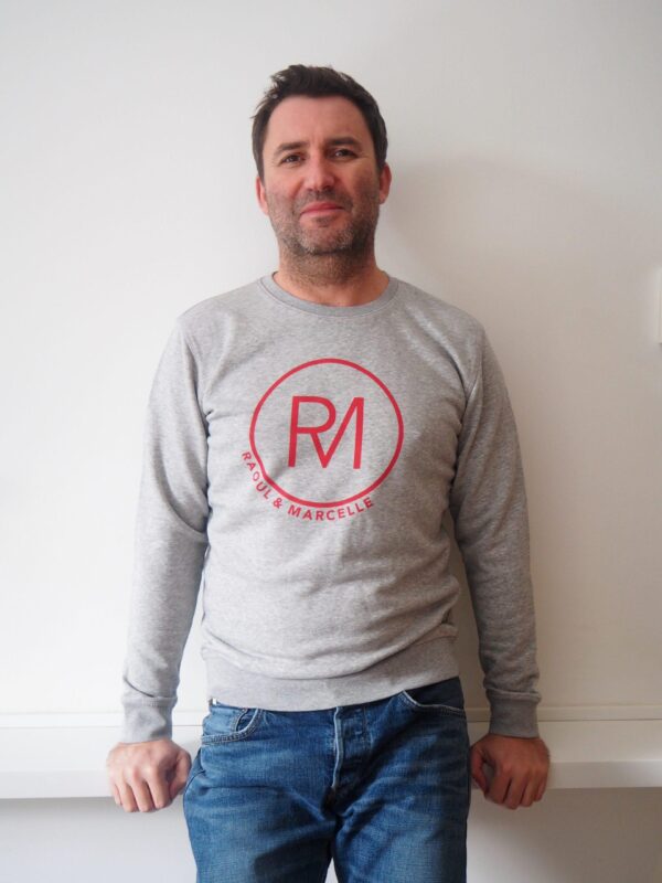 Sweat RAOUL & MARCELLE Gris chiné / Rouge