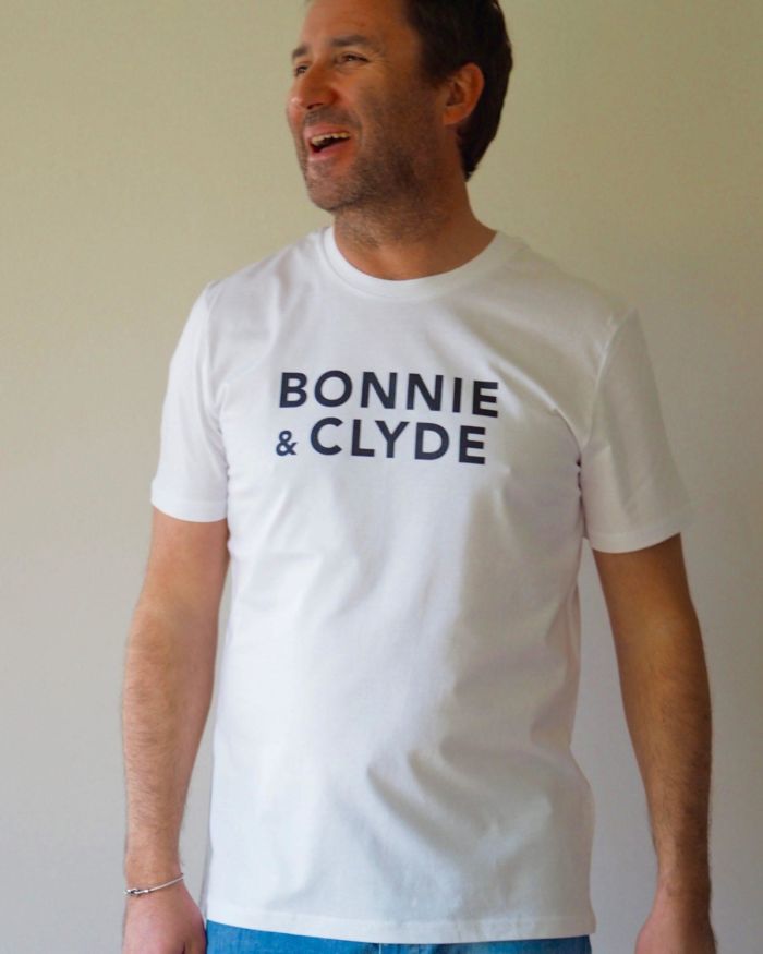 T-Shirt Col Rond  BONNIE & CLYDE  Blanc / Black