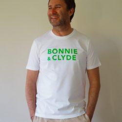 T-Shirt Col Rond  BONNIE & CLYDE  Blanc / Vert