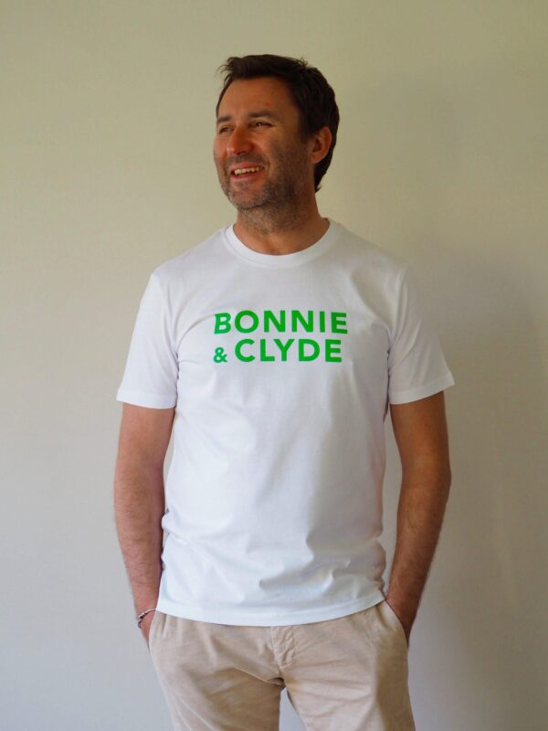 T-Shirt Col Rond  BONNIE & CLYDE  Blanc / Vert