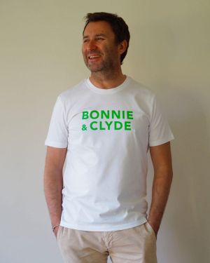 T-Shirt Col Rond  BONNIE & CLYDE  Blanc / Vert
