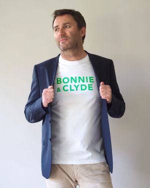 T-Shirt Col Rond  BONNIE & CLYDE  Blanc / Vert