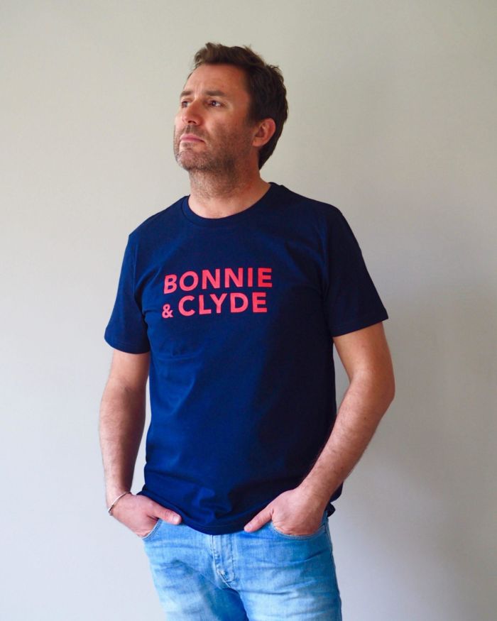 T-Shirt Col Rond  BONNIE & CLYDE Navy / Rouge