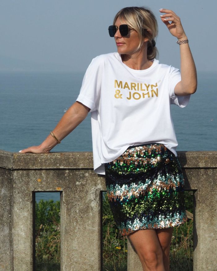 T-Shirt Very Loose MARILYN & JOHN Blanc / Gold Glitter