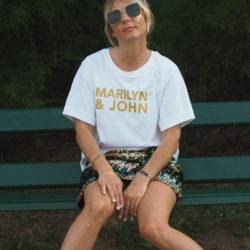 T-Shirt Very Loose MARILYN & JOHN Blanc / Gold Glitter