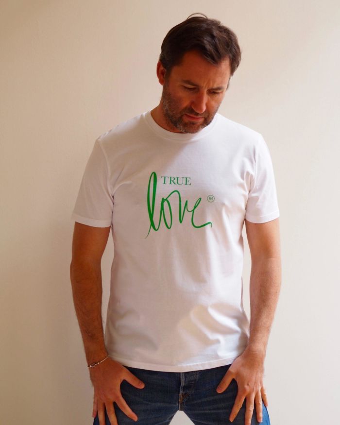 T-Shirt Col Rond True LOVE  Blanc / Vert