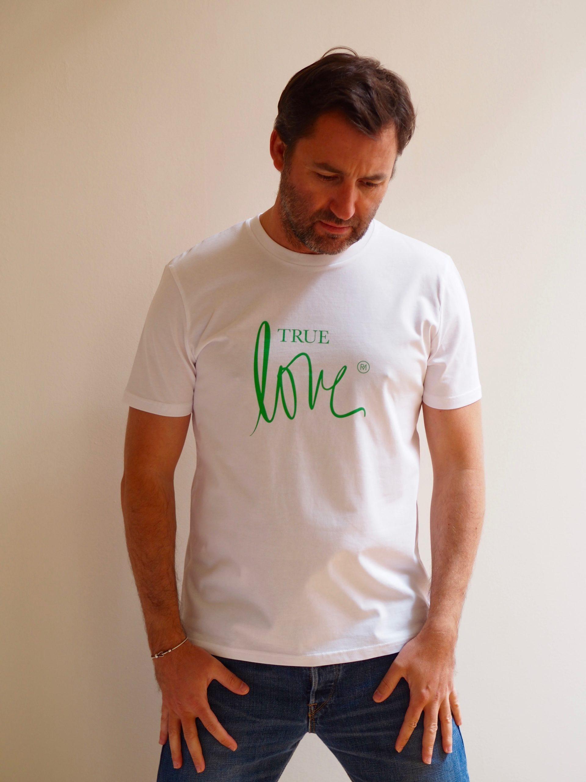 T-Shirt Col Rond True LOVE  Blanc / Vert