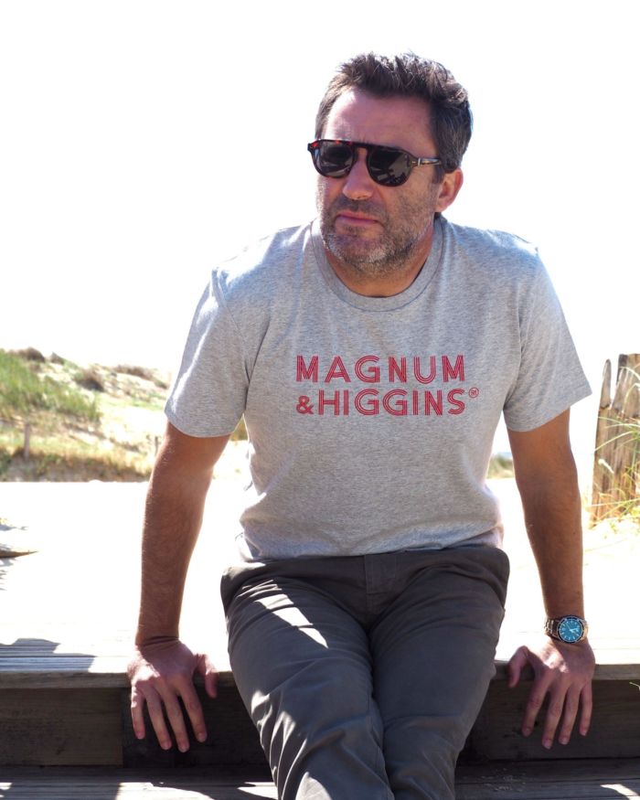 T-Shirt Col Rond MAGNUM & HIGGINS Gris chiné / Rouge