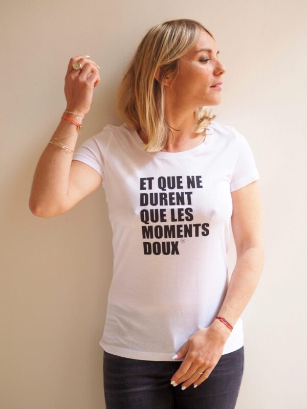 T-SHIRT MOMENTS DOUX Col Danseuse Blanc / Black