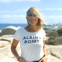 T-Shirt Col Danseuse ALAIN & ROMY  Crème / Navy