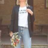 T-Shirt Col Danseuse   ALAIN & ROMY   Blanc / Navy
