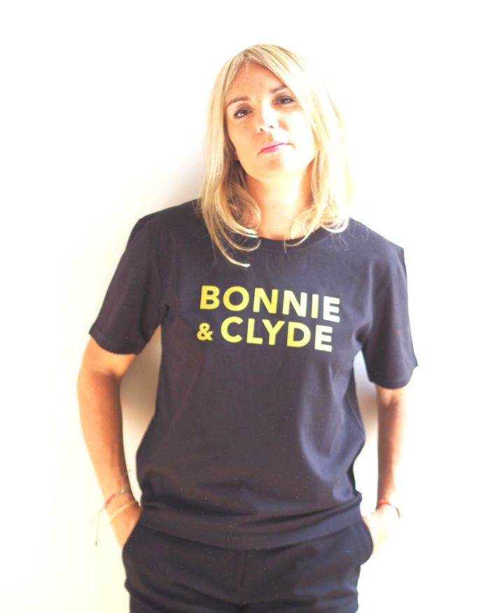 T-Shirt coupe “boxy” BONNIE & CLYDE   Black / Gold Glitter