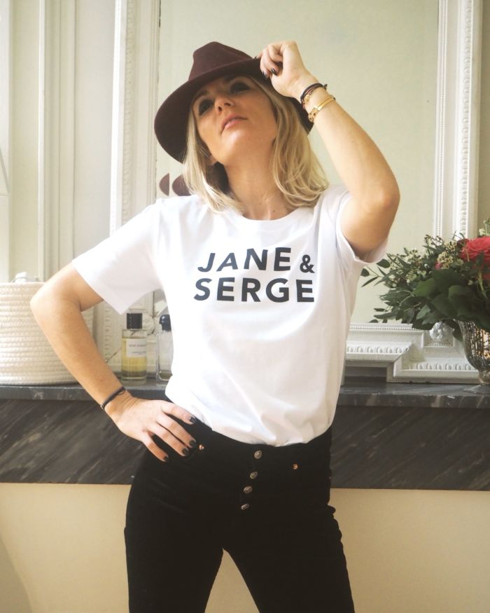 T-Shirt coupe “boxy” JANE & SERGE   Blanc / Black