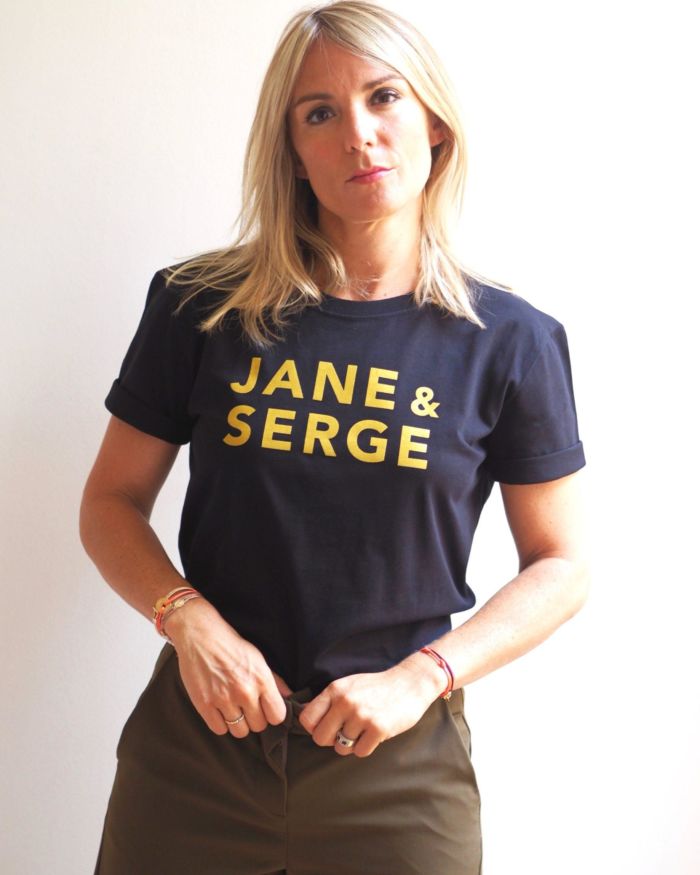 T-Shirt coupe “boxy” JANE & SERGE   Black / Gold Glitter