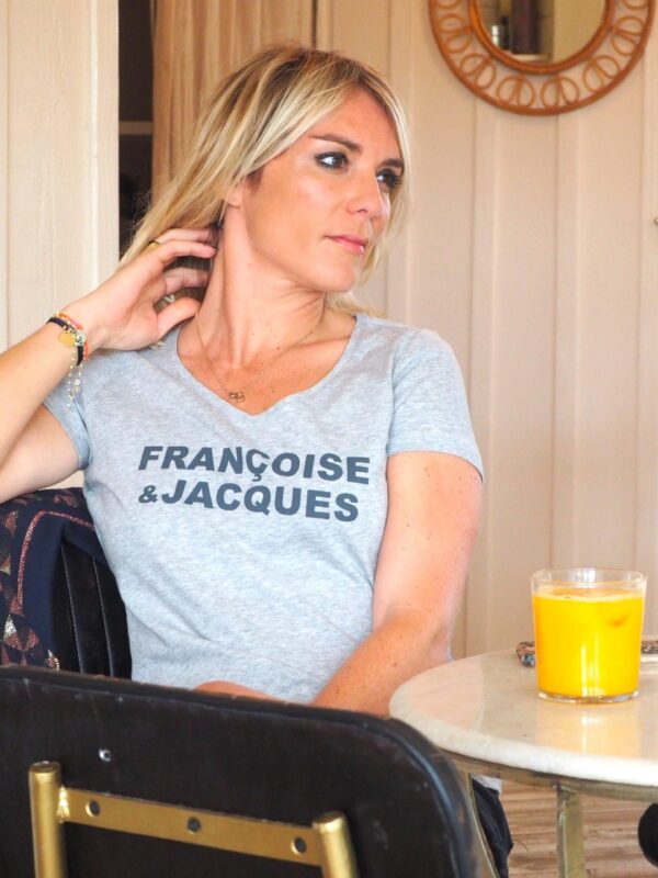 T-Shirt Col V FRANCOISE & JACQUES Gris Chiné / Carbone