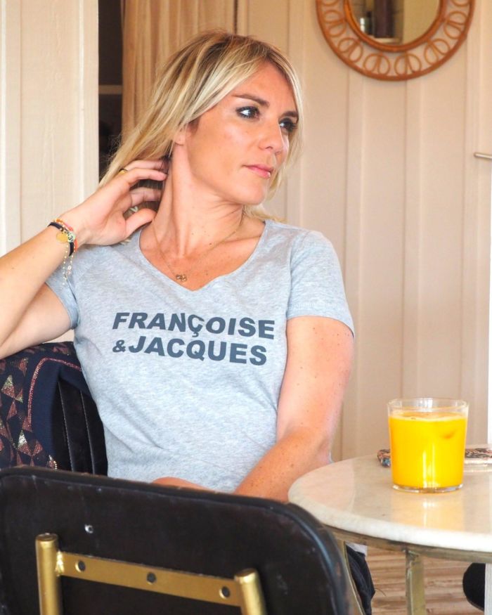 T-Shirt Col V FRANCOISE & JACQUES Gris Chiné / Carbone