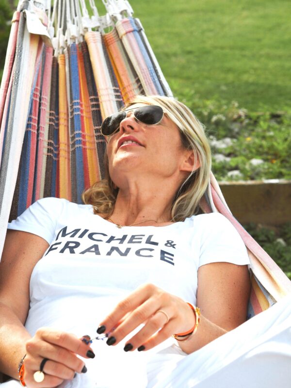 T-Shirt MICHEL & FRANCE Col Danseuse Blanc / Navy