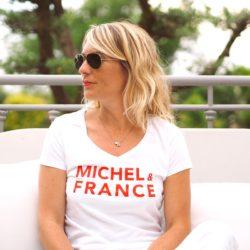 T-Shirt MICHEL & FRANCE Col V Blanc / Rouge