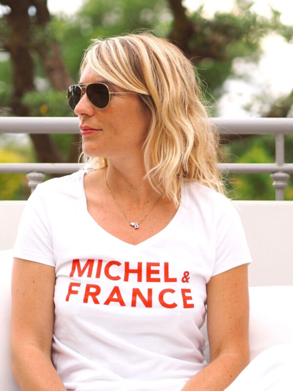 T-Shirt MICHEL & FRANCE Col V Blanc / Rouge