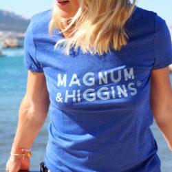 T-Shirt Col Danseuse MAGNUM & HIGGINS  Indigo Chiné / White