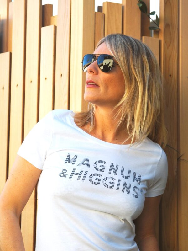 T-Shirt Col Danseuse MAGNUM & HIGGINS Blanc / Navy