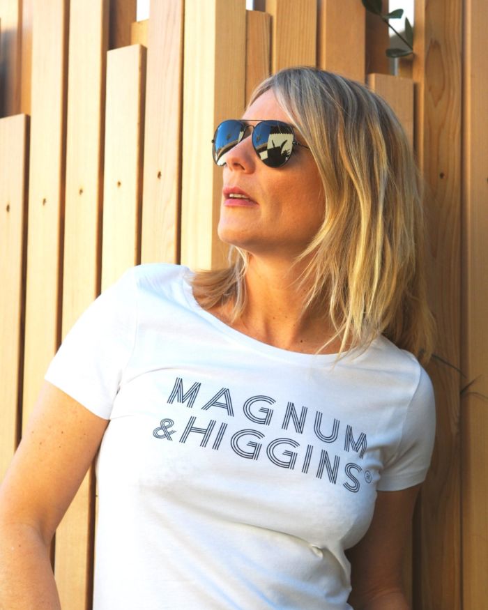 T-Shirt Col Danseuse MAGNUM & HIGGINS Blanc / Navy