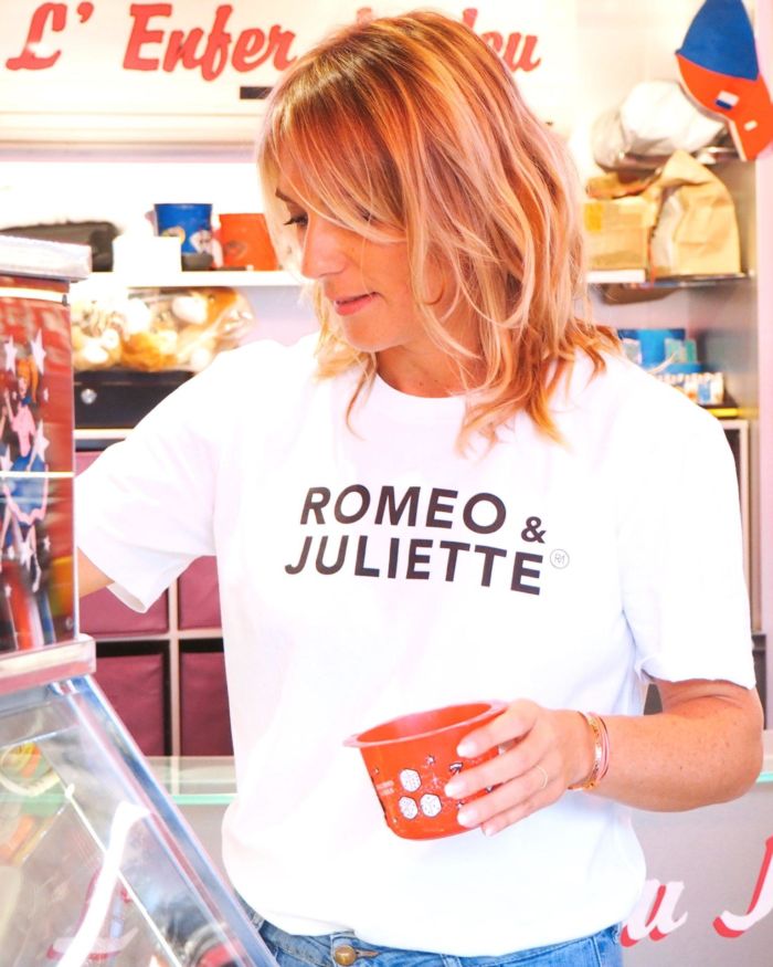 T-Shirt Coupe “Boxy” ROMEO & JULIETTE   Blanc / Black